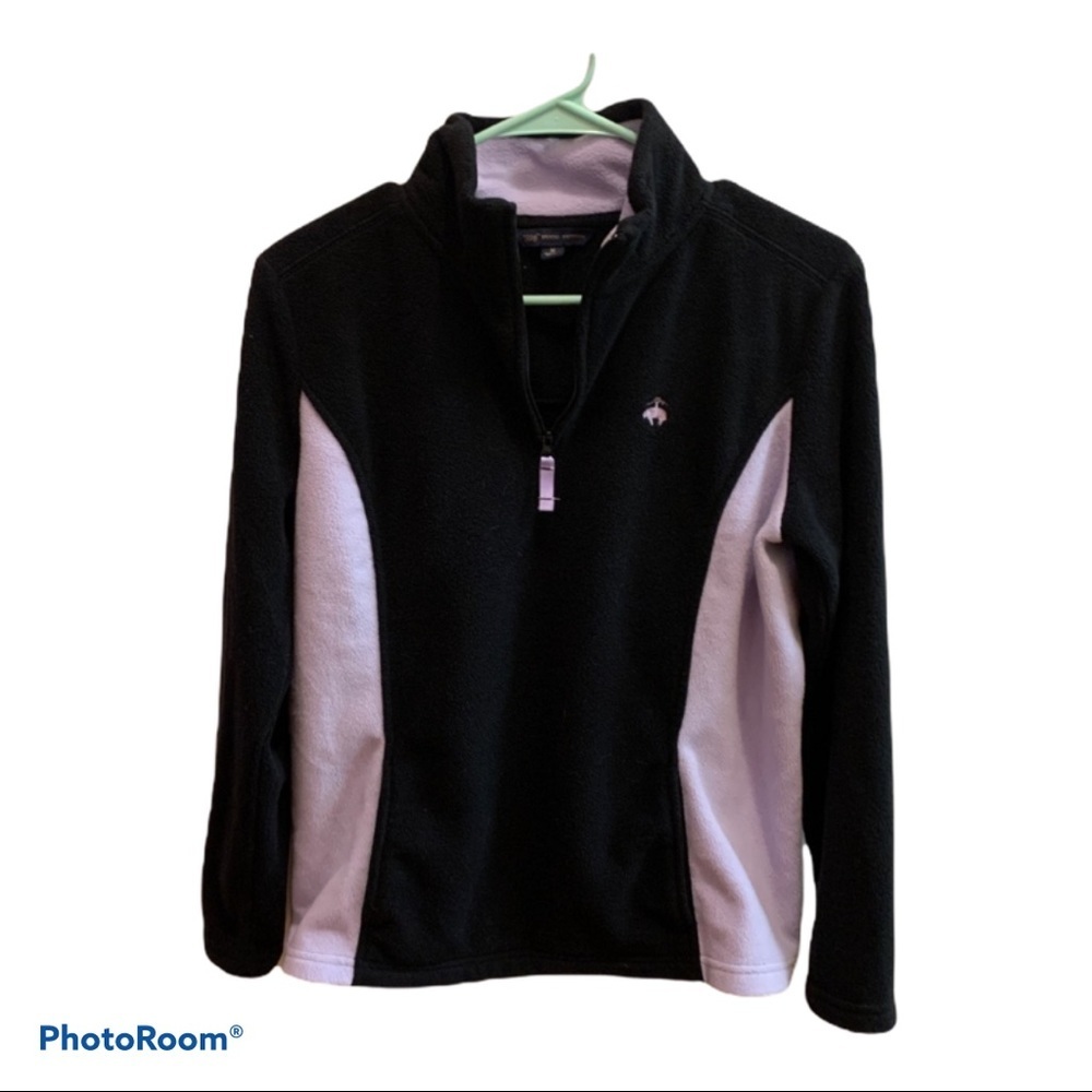 Brooks Brothers 346 Black 1/4 Zip Fleece Pullover